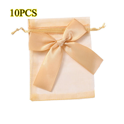 10PCS Organza Drawstring Gift Bag Set with Bowknot