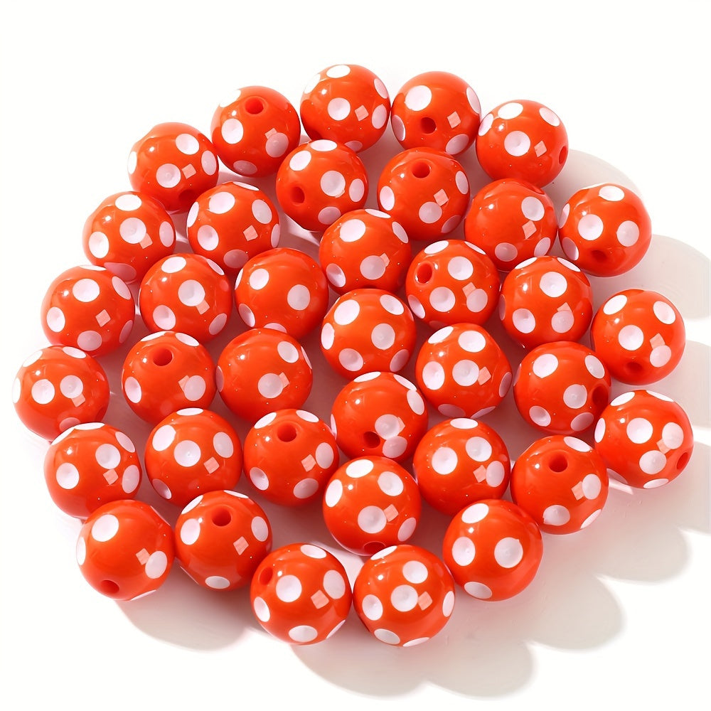 10PCS 16mm Multicolor Resin White Dot Bead Set