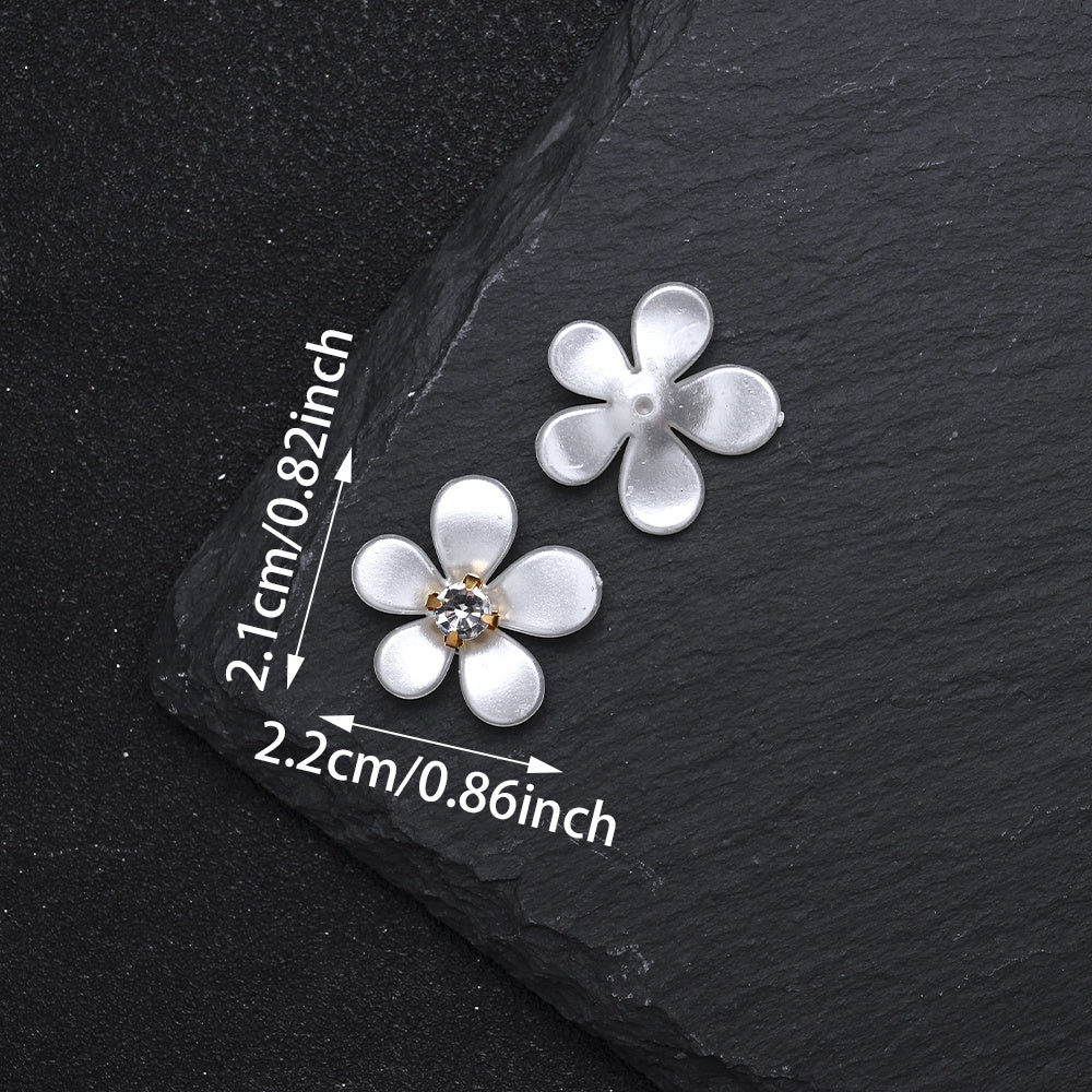 White Five-Petal Flower Acrylic Patch Beads