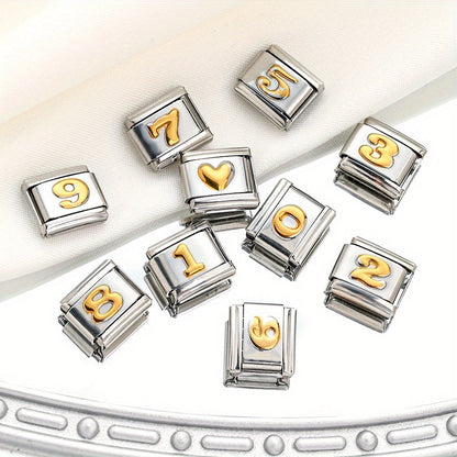 Golden Arabic Numeral Bracelet Module
