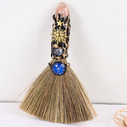 12-Piece Zodiac Broom-Shaped Alloy Charms