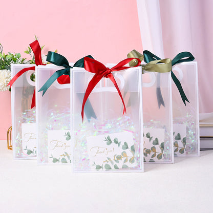 Transparent Plastic Gift Bags with Rafia Ribbon