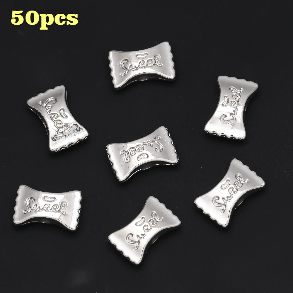 50pcs Golden & Silvery CCB Candy Letter Beads