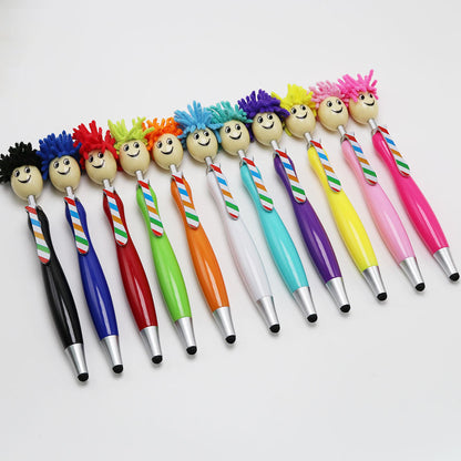 8-Piece 2-in-1 Plush Doll Smile Face Rainbow Ballpoint Pens
