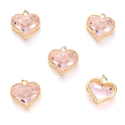 Faceted Heart Rhinestone Pendants