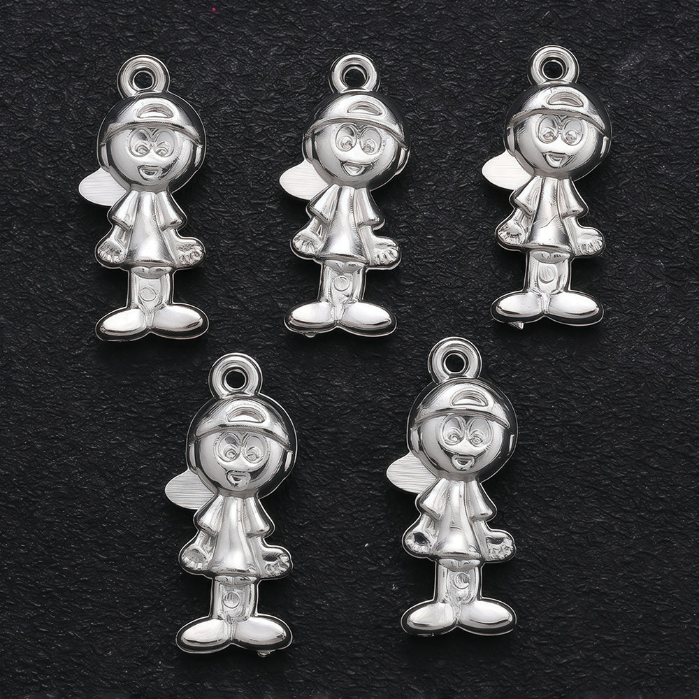 20PCS Gold & Silver CCB 3D Cartoon Boy & Girl Pendants