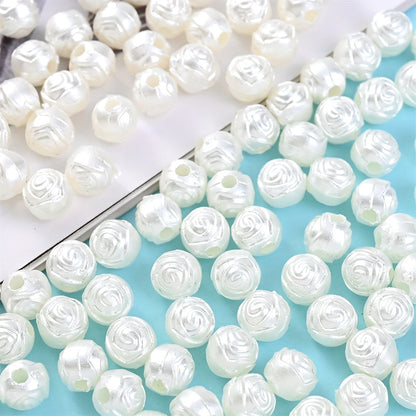 White Rose Acrylic Beads