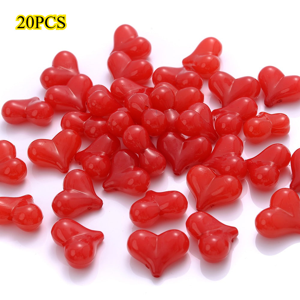20PCS 17×21mm Multicolor Acrylic Heart Spacer Beads