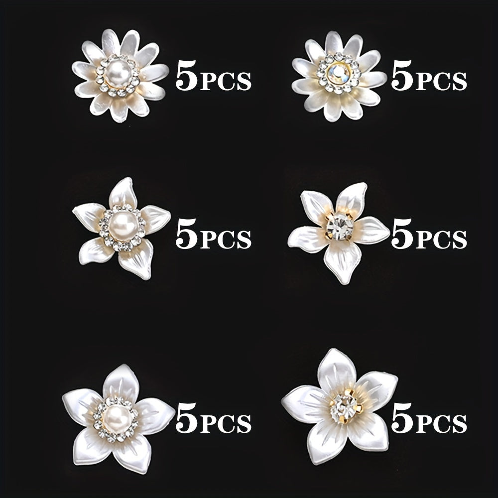 White Flower Acrylic Pearl Flatback Embellishments