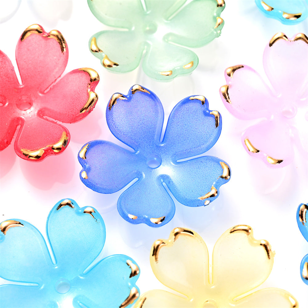 200PCS 19mm Colorful Five-Petal Flower Acrylic Beads