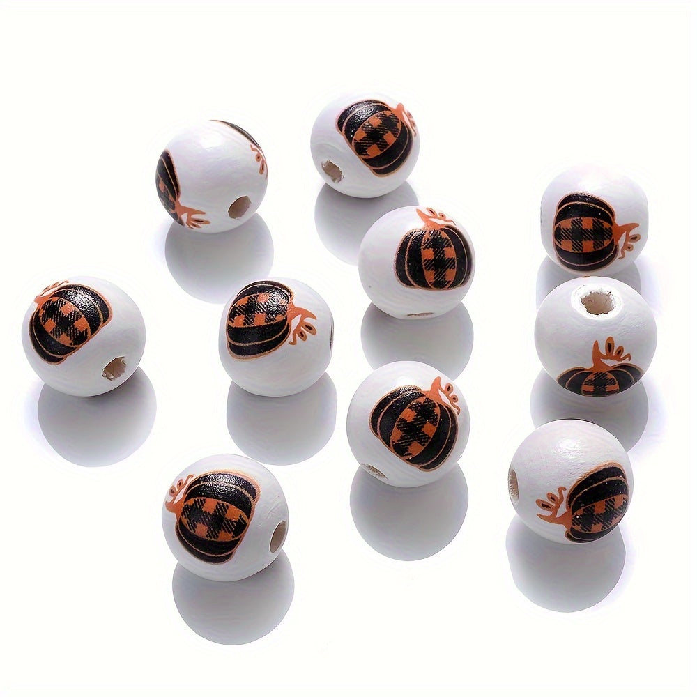 Halloween Bat Pumpkin Witch Hat Wooden Spacer Beads