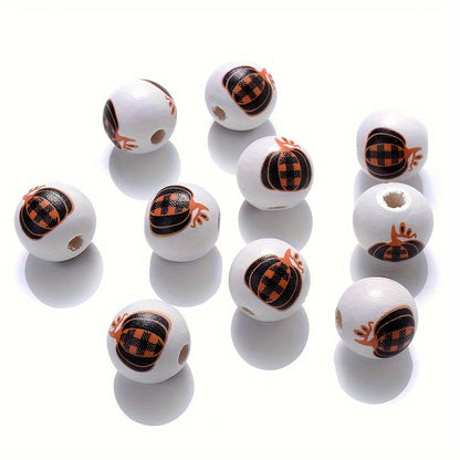 Halloween Bat Pumpkin Witch Hat Wooden Spacer Beads