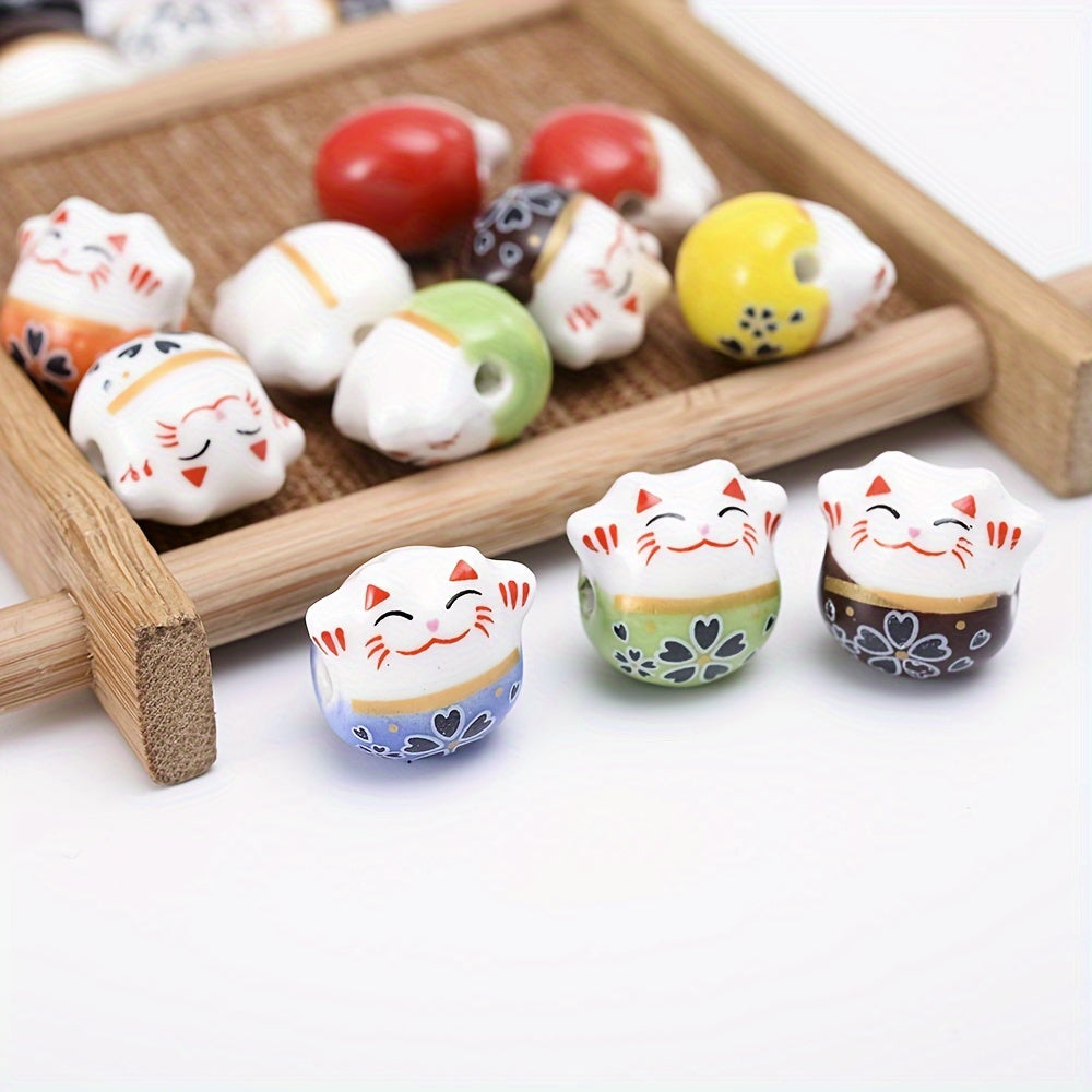 Mixed Lucky Cat Ceramic Beads