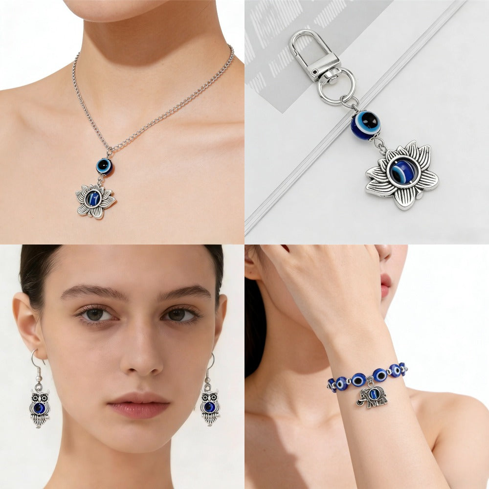 50PCS Vintage Evil Eye Alloy Pendant Set