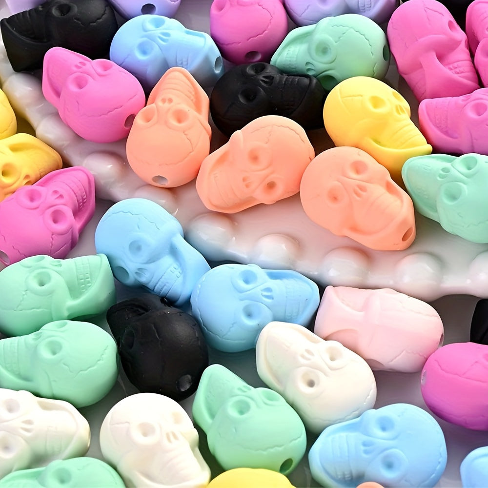 10PCS 14×20mm Solid Color Acrylic Skull Bead Set