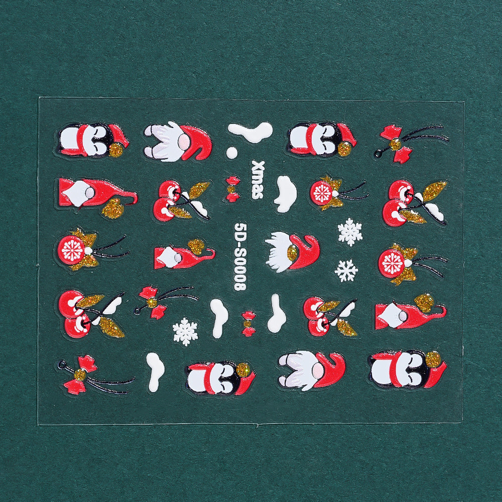 Christmas 5D Embossed Nail Art Stickers