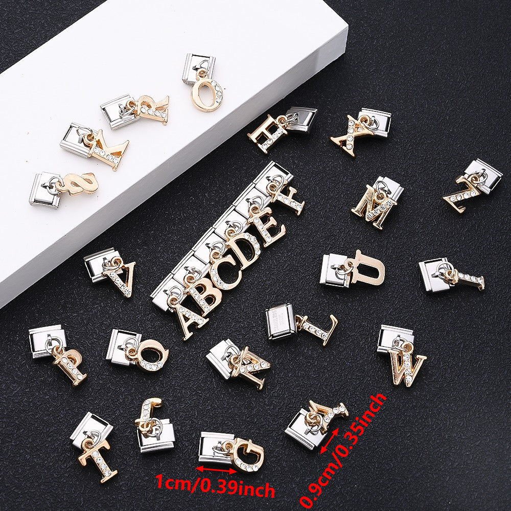 1PC Rhinestone A-Z Letter Modular Bracelet Charm Set