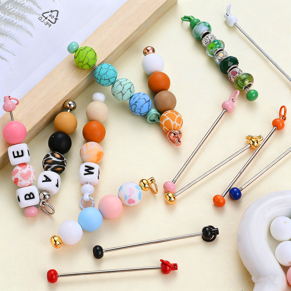 Metal Blank Bar Beadable Keychain Set
