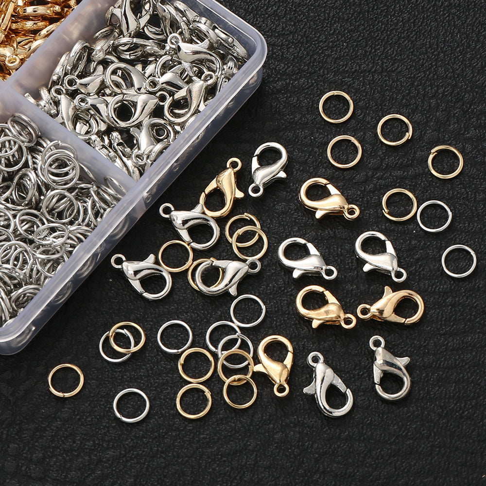 500-Piece Gold and Silver Lobster Clasp & Jump Ring Set