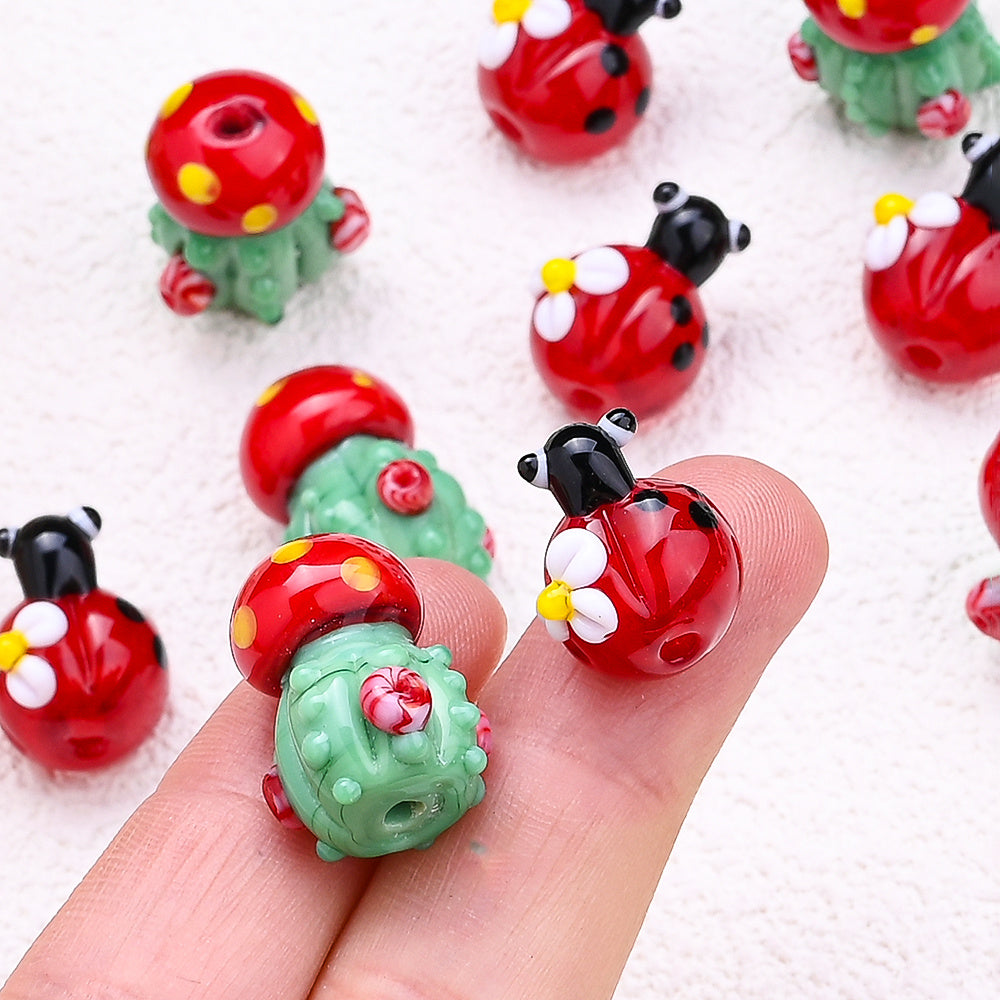 Beetle Cactus Glass Beads