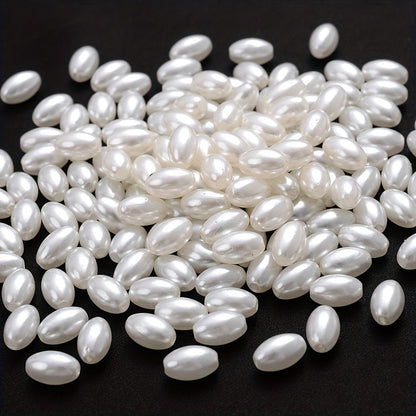 100PCS 6×10mm White Acrylic Bead Set