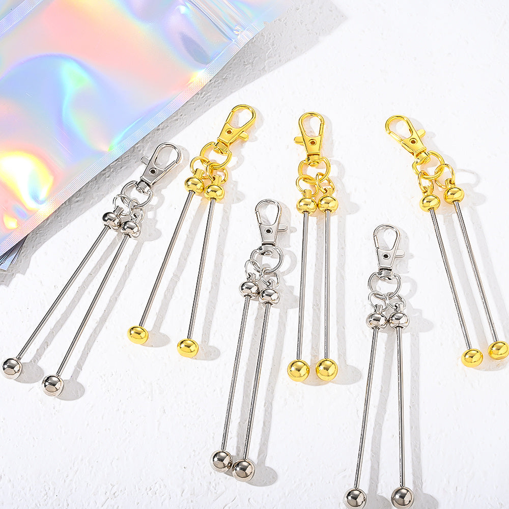 Golden & Silvery Beadable Keyring Set