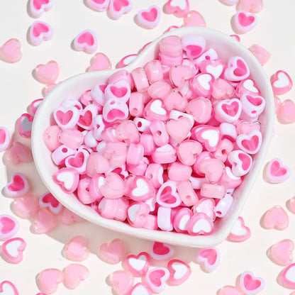 Pink Heart Acrylic Beads
