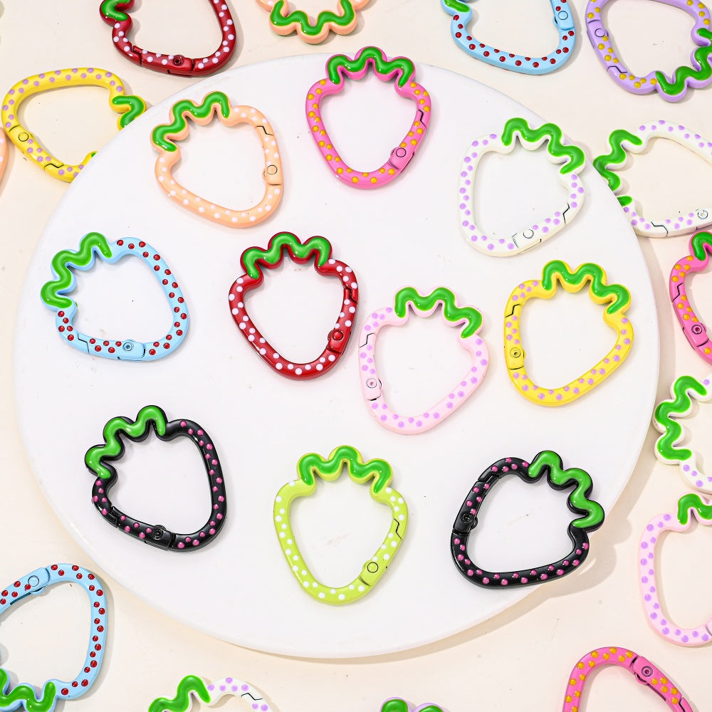 Polka Dot Strawberry Zinc Alloy Key Rings