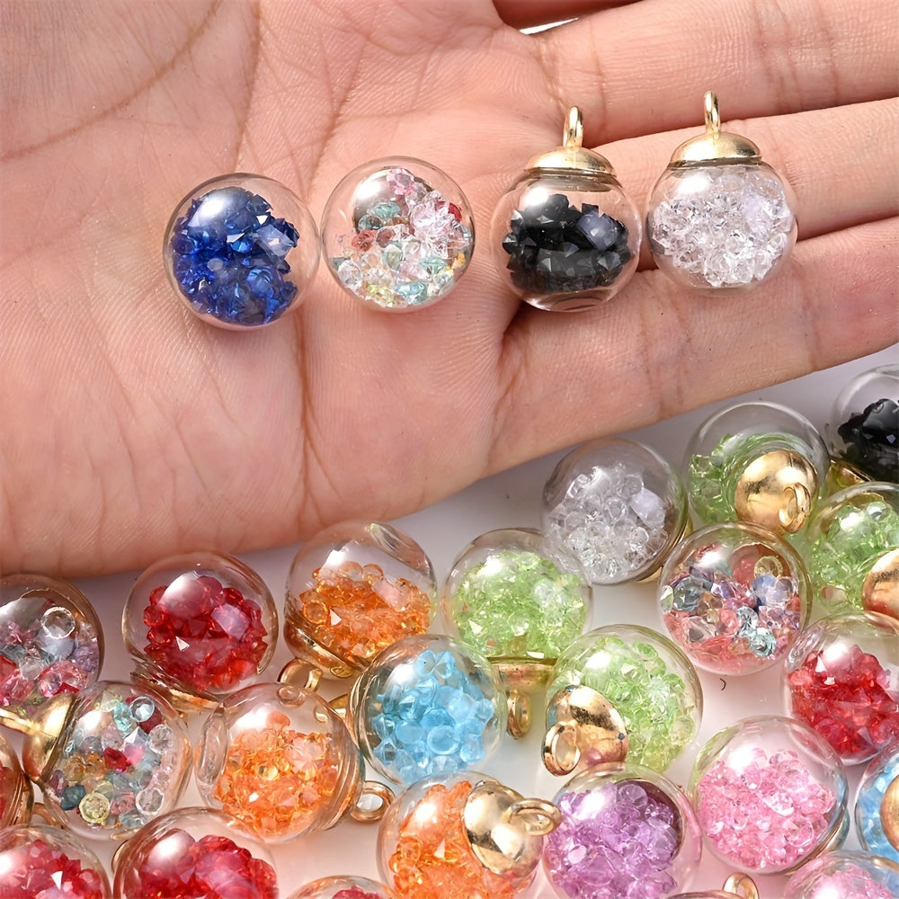 Rhinestone Glass Ball Pendants