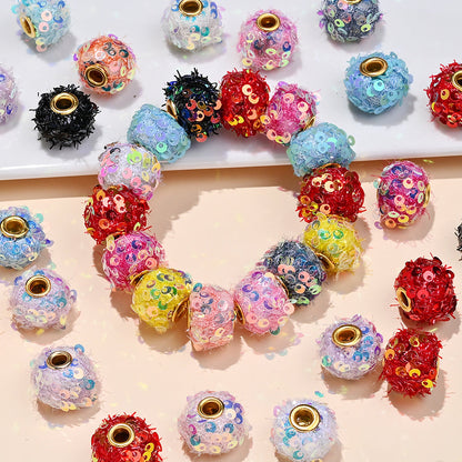 AB Sequin Pom Pom Beads