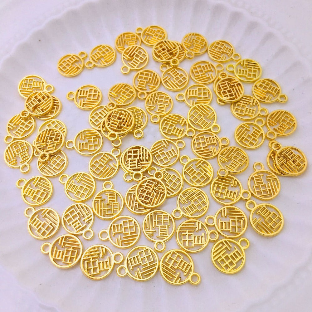 10 mm Guofeng Lucky Alloy Pendant Charms