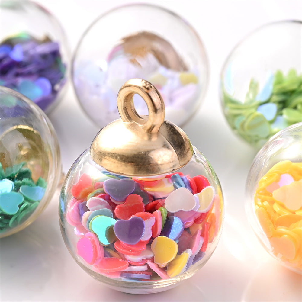 Heart Sequin Glass Pendants