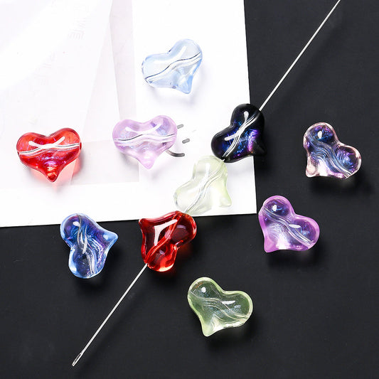Colorful Heart Glass Beads