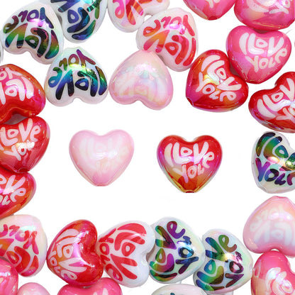 I Love You Heart Acrylic Beads