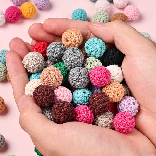 16 mm Wool-Covered Wooden Ball Beads
