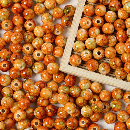 8 mm Mixed Color Cracked Acrylic Beads