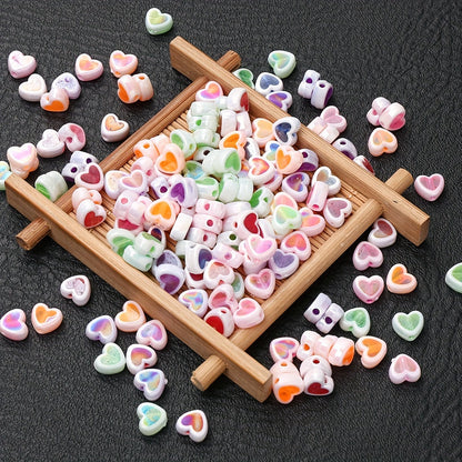 Shiny Heart Acrylic Spacer Beads