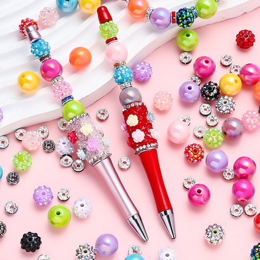 100PCS Random Color Duck Keychain & Bead Set