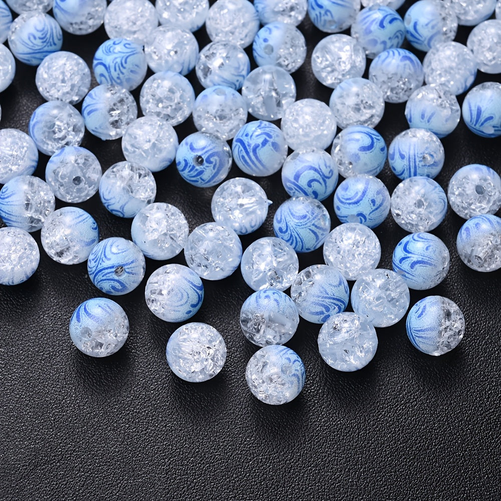 10mm Acrylic Gradient Cracked Beads - DIY Jewelry Making Kit for Bracelets
