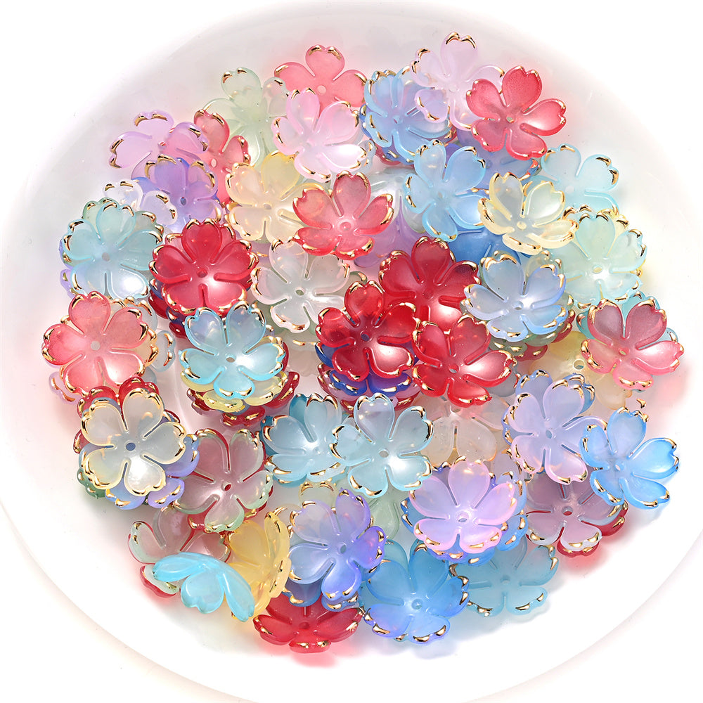 200PCS 19mm Colorful Five-Petal Flower Acrylic Beads
