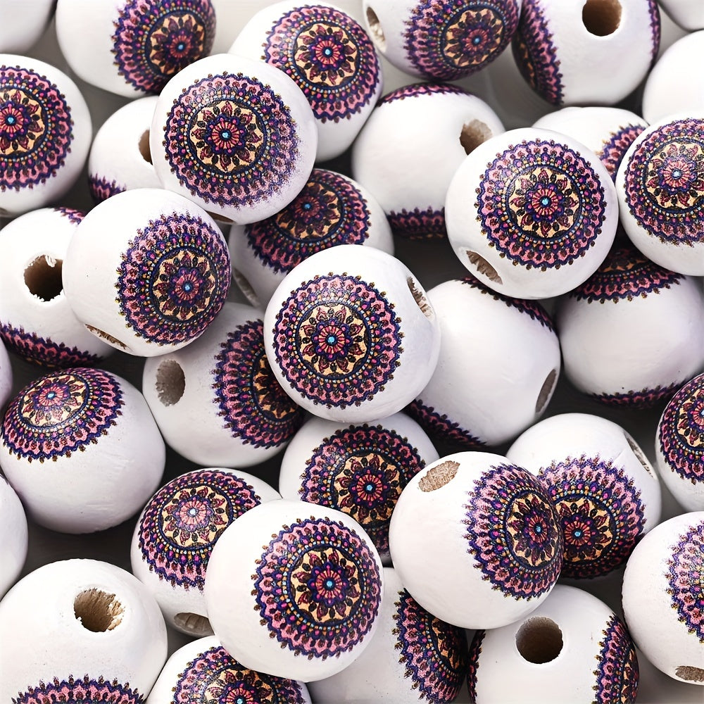10PCS 16mm White Bohemian Wooden Spacer Bead Set