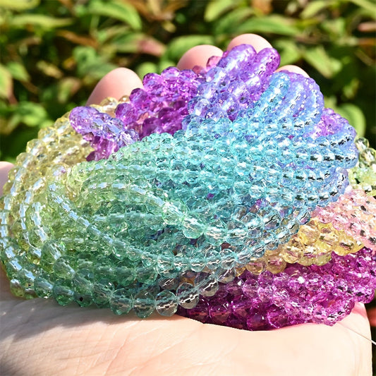 4/mm 1 String Rainbow Color Gradient Glass Faceted Beads