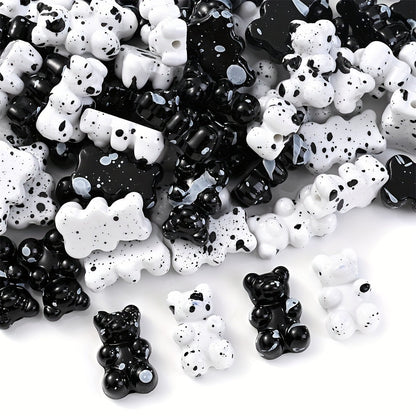 Black and White Bear Acrylic Beads
