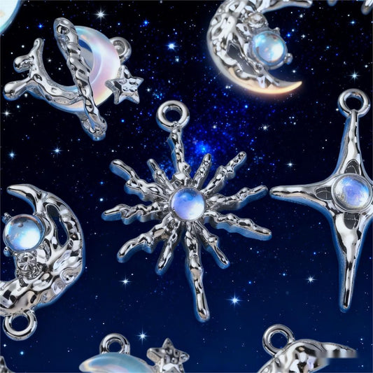 12PCS Blue Star & Moon Enamel Charm Set