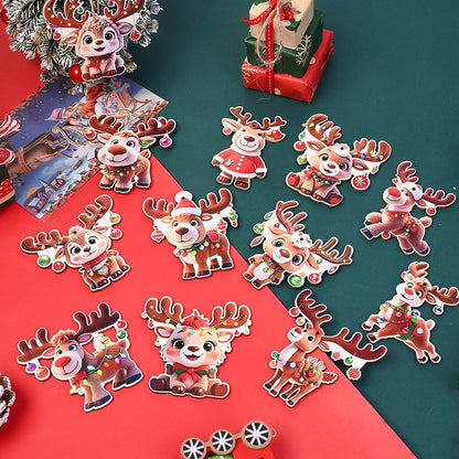 24-Piece Brown Wooden Reindeer Hanging Ornaments