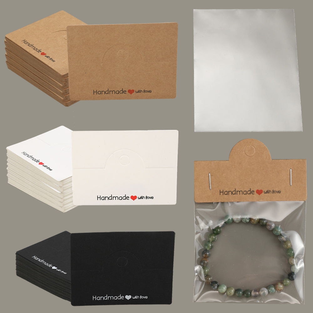 200PCS Handmade Jewelry Packaging Set with Clear Bags & Cards