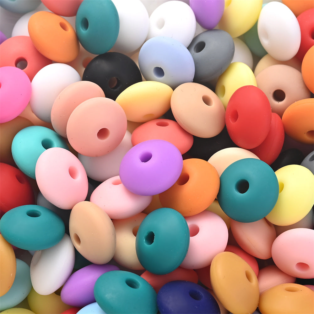 Assorted Silicone Lentil Abacus Focal Beads