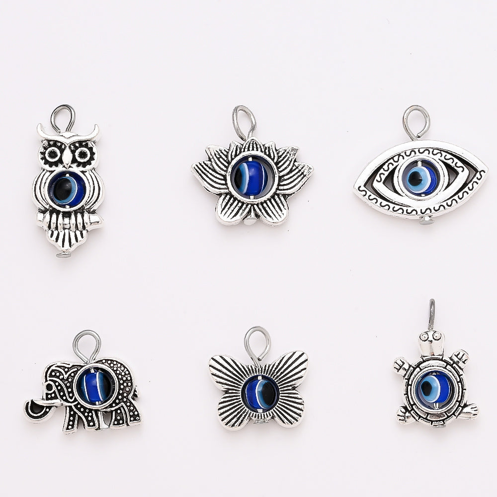 50PCS Vintage Evil Eye Alloy Pendant Set