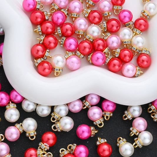 120PCS Pink Imitation Pearl Rhinestone Bead & Pendant Set