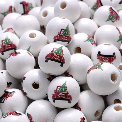 Christmas Wooden Santa & Tree Beads